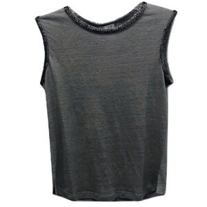 MLV Grey Embellished Linen Tank, NWT, Size S